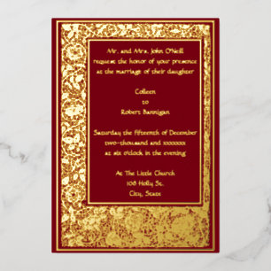 Invitation En Aluminium Vintage William Morris Rose frontière florale