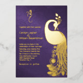 Invitation En Aluminium Violet avec Gold Peacock et Mariage Ganesha (Recto)