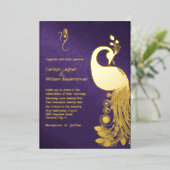 Invitation En Aluminium Violet avec Gold Peacock et Mariage Ganesha (Debout devant)