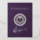 Invitation En Aluminium Violet Mariage du passeport mexicain (Recto)