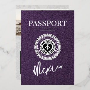 Invitation En Aluminium Violet Mexique Passeport Mariage