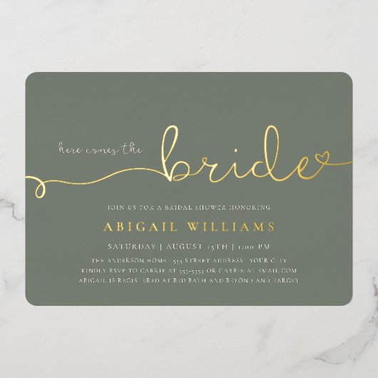 Invitation En Aluminium Voici l'invitation de mariée Foil (Recto)