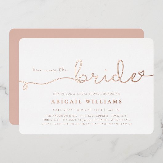 Invitation En Aluminium Voici l'invitation de mariée Foil (Recto/Verso)