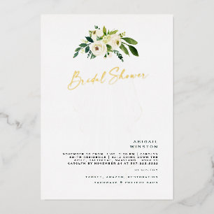Invitation En Aluminium Voile floral blanc en feuille d'or pour mariage