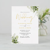 Invitation En Aluminium Volage vert rustique Mariage photo Script (Debout devant)