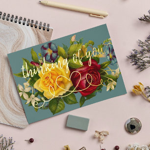 Invitation En Aluminium Vous avoir à l'esprit sur des roses vintage coloré