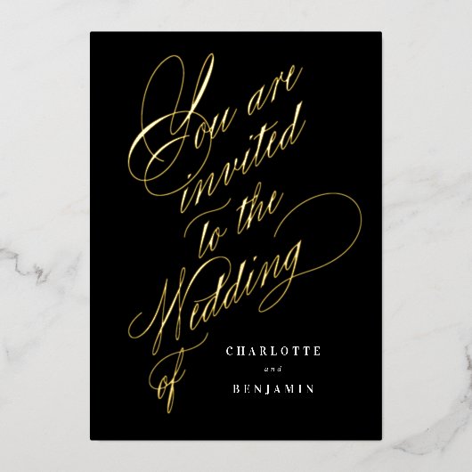 Invitation En Aluminium Vous Êtes Invité À Notre Mariage Black Arrière - p (Recto)