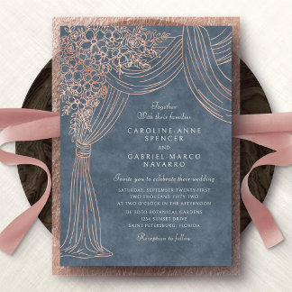 Invitation En Aluminium Voûte de Drapage Floral Romantique de Mariage