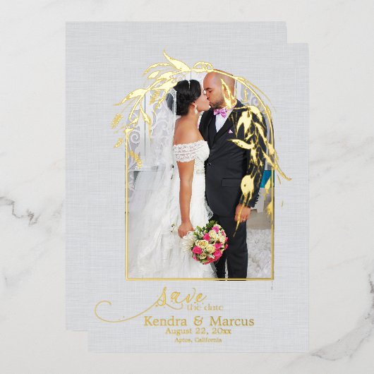 Invitation En Aluminium Voûte de feuilles d'eucalyptus bleu poussiéreux mé (Recto/Verso)