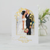 Invitation En Aluminium Voûte en feuilles d'eucalyptus bleu poussiéreux mé (Debout devant)