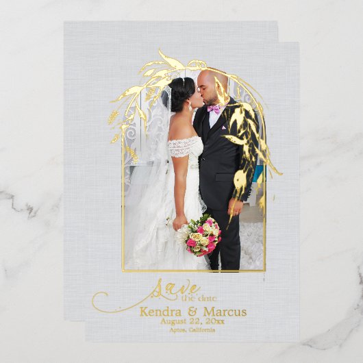 Invitation En Aluminium Voûte en feuilles d'eucalyptus bleu poussiéreux mé (Recto/Verso)