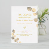 Invitation En Aluminium Vow renouvellement or eucalyptus mariage (Debout devant)