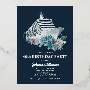 Invitation En Aluminium Voyage de croisière élégant pour les 40 ans d'une
