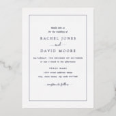 Invitation En Aluminium VRAI ARGENT FOIL Mariage noir moderne (Recto)
