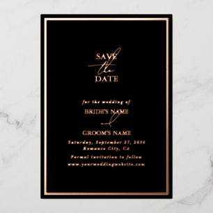 Invitation En Aluminium Vrai carton de mariage à date rose gold et noir