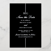 Vrai carton de mariage noir en feuille d'argent à