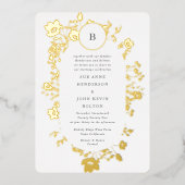 Invitation En Aluminium VRAI Cercle or Monogramme Oval Fleur sauvage séché (Recto)