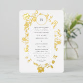 Invitation En Aluminium VRAI Cercle or Monogramme Oval Fleur sauvage séché (Debout devant)