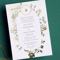 VRAI Cercle or Monogramme Oval Fleur sauvage séché
