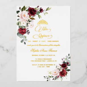 Invitation En Aluminium VRAI FEUILLE DE BURLESQUE Floral Mis Quince Quince