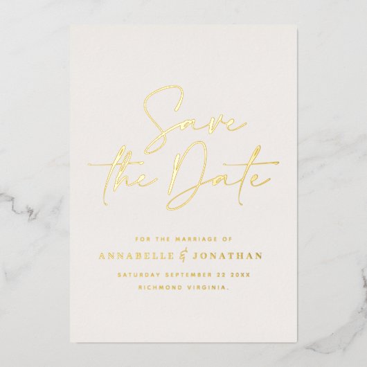Invitation En Aluminium vrai feuille tendance mariage manuscrit à la main  (Recto)