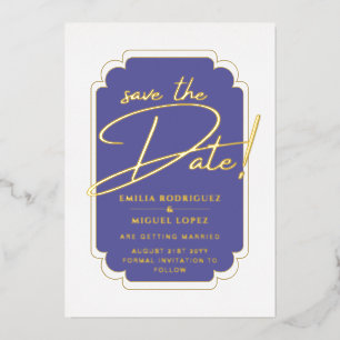 Invitation En Aluminium VRAI GOLD Foil violet Enregistrer le Mariage de da