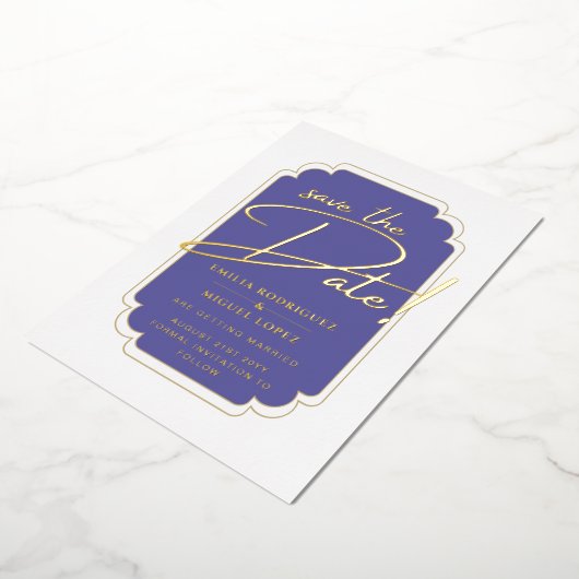 Invitation En Aluminium VRAI GOLD Foil violet Enregistrer le Mariage de da (Rotation)