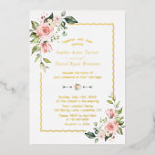 Invitation En Aluminium VRAI Mariage floral rose FOIL (Recto)