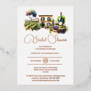 Invitation En Aluminium Vrai paysage de vignoble rustique en feuille d'or