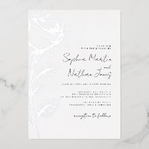 Invitation En Aluminium Vrai Rose en feuille d'argent pour mariage 