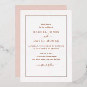 Invitation En Aluminium VRAI ROSE GOLD FOIL Rouge à joues Rose Mariage