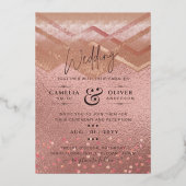Invitation En Aluminium VRAI ROSEGOLD FOIL All-in-1 Mariage QR Code Glam (Recto)