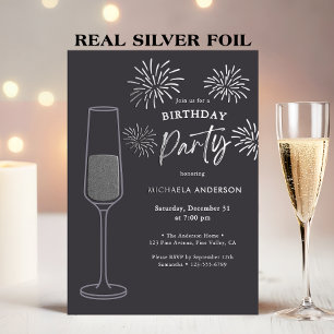 Invitation En Aluminium Vrais Feux d'Artifice en Papier d'Aluminium & Fête