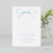 Invitation En Aluminium Watercolor Blue Bow Baptism (Debout devant)