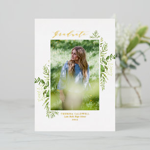 Invitation En Aluminium Watercolor Foliage sauvage Photo Graduation Party