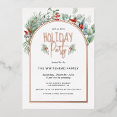 Invitation En Aluminium Watercolor Green Berry fête de Noël (Recto)