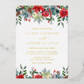 Invitation En Aluminium Watercolor Winter Blooms Garland Mariage botanique (Recto)