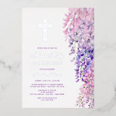 Invitation En Aluminium Watercolor Wisteria First Communion (Recto)