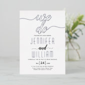 Invitation En Aluminium "We do" script calligraphie mariage argent réel (Debout devant)