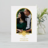 Invitation En Aluminium Wedding Luxury Golden Arch Effect Photo (Debout devant)