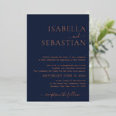 Invitation En Aluminium Wedding Simple Midnight Blue Navy Foil (Debout devant)