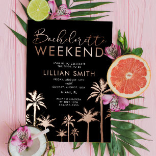 Invitation En Aluminium Week-end de célibataire en or rose tropical 