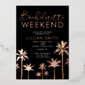 Invitation En Aluminium Week-end de célibataire Rose Gold Tropical (Recto)