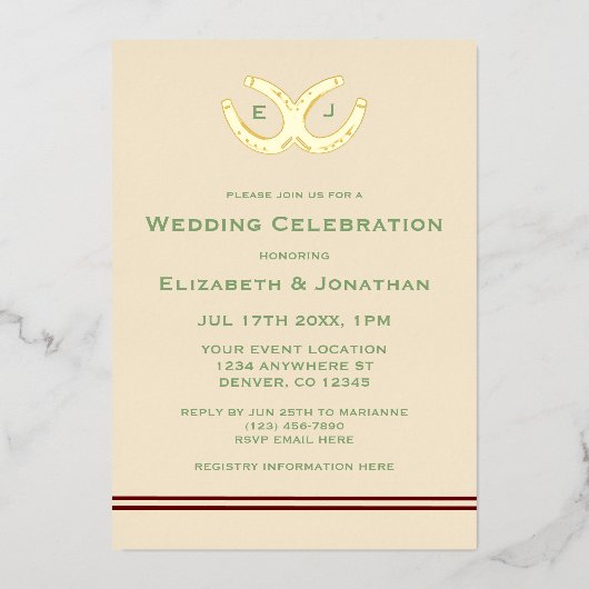 Invitation En Aluminium Western Horseshoe Mariage (Recto)