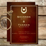 Invitation En Aluminium Western Rustic Horseshoe Coeur Bourgogne & Or<br><div class="desc">Saddle-up pour une fête comme personne d'autre avec notre magnifique invitation rustique brun bordeaux cuir-look. Inspirée par le charme sauvage du Far West, cette invitation est parfaite pour les couples qui souhaitent ajouter une touche de fantaisie à leur journée spéciale. Chaque invitation comporte un cadre flottant en feuille d'or et...</div>