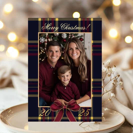 Invitation En Aluminium What a Year Photo Christmas Plaid Classic Holiday