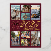 Invitation En Aluminium What A Year Photo Collage Wine Red Christmas Card (Recto)