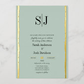 Invitation En Aluminium Whimsical Earth Tone Blue Gold Monogram Mariage (Recto)