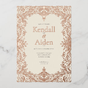 Invitation En Aluminium Whimsical et élégant Rose Mariage Gold Foil