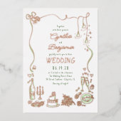 Invitation En Aluminium Whimsical Funky Main tiré Doodles Mariage (Recto)